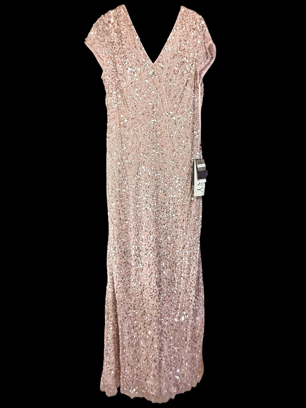 MGNY By Morilee 72523 Dusty Rose Blush Pink Sequin Beaded Evening Gown NWT - Picture 7 of 8